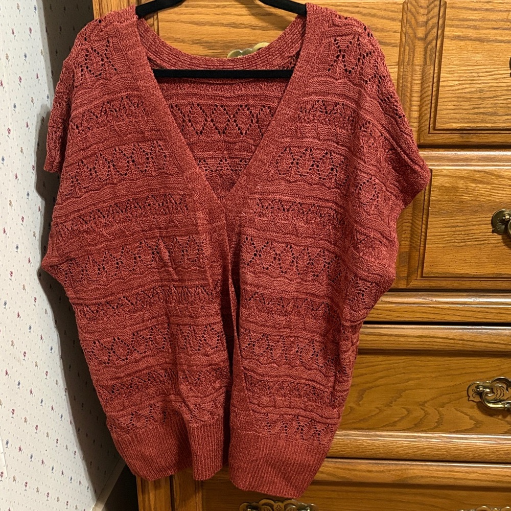 Maurices V-Neck Sweater in Warm Rust